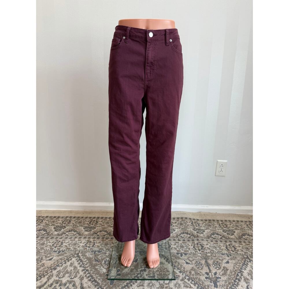 QUINCE Burgundy Stretch Straight-Leg Jeans Sz 31